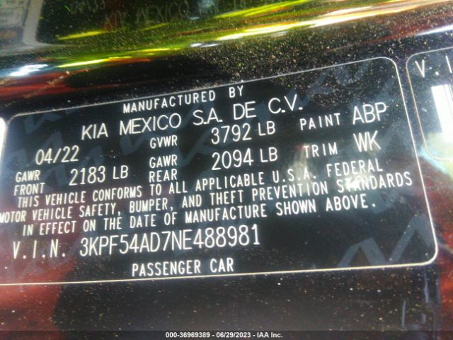 3KPF54AD7NE488981 KIA Forte Gt-line