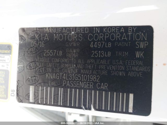 KNAGT4L31G5101982 KIA Optima Lx