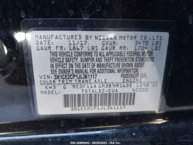3N1CE2CP1JL361117 Nissan Versa Note Sv