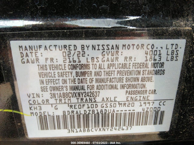 Nissan SENTRA SV 2022 3N1AB8CVXNY242637 Image 15