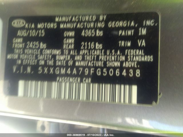 5XXGM4A79FG506438 KIA Optima Lx
