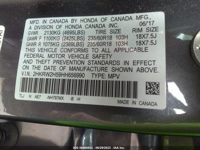 Honda CR-V EX 2017 2HKRW2H59HH656990 Image 9