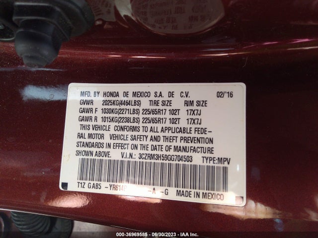 Honda CR-V EX 2016 3CZRM3H59GG704503 Image 9
