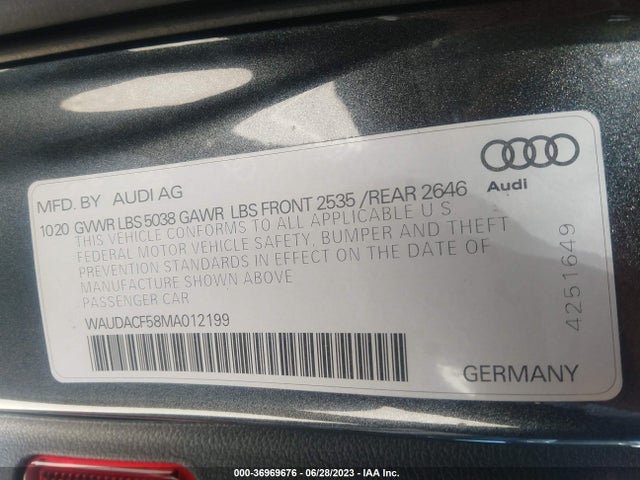 WAUDACF58MA012199 Audi A5 Sportback S Line Premium