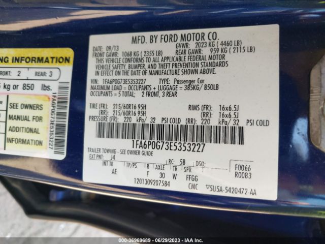 1FA6P0G73E5353227 Ford FUSION S