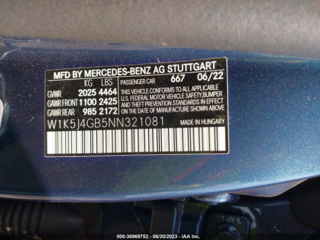W1K5J4GB5NN321081 Mercedes-Benz Cla Cla 250