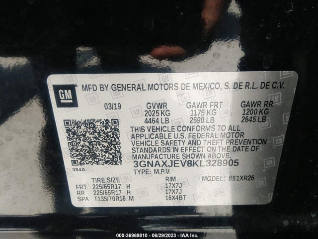 Chevrolet EQUINOX LT 2019 3GNAXJEV8KL328905 Image 16