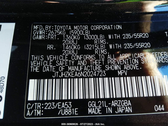 JTJHZKEA6N2024723 Lexus Rx Rx 350l