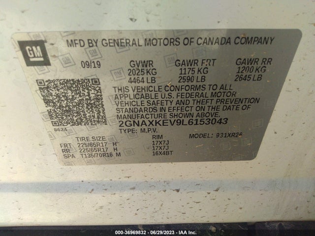 Chevrolet EQUINOX LT 2020 2GNAXKEV9L6153043 Image 9