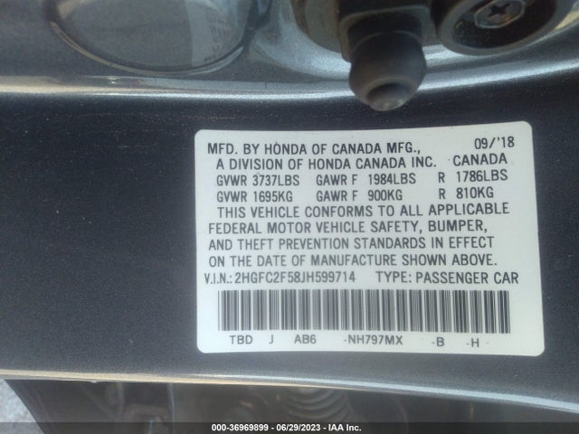 Honda Civic Sedan Lx 2018 2HGFC2F58JH599714 Image 9