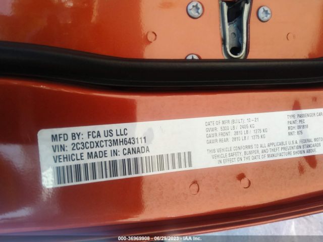 2C3CDXCT3MH643111 Dodge CHARGER R/T