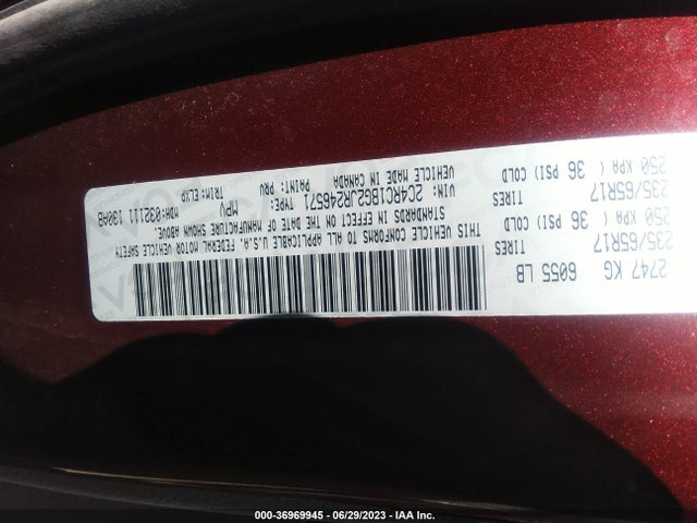 2018 CHRYSLER PACIFICA TOURING L VIN: 2C4RC1BG2JR246571
