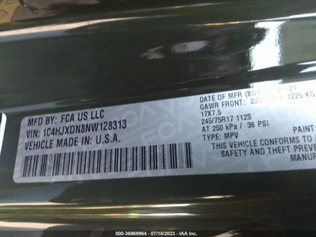1C4HJXDN8NW128313 Jeep Wrangler Unlimited Sport S