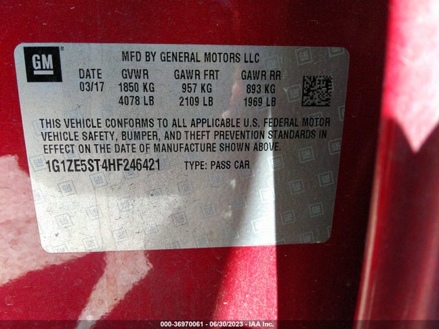 Chevrolet MALIBU LT 2017 1G1ZE5ST4HF246421 Image 9