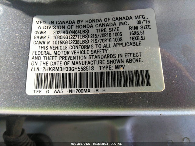 Honda CR-V LX 2016 2HKRM3H39GH558518 Image 9