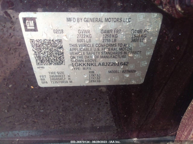 GMC ACADIA SLE 2018 1GKKNKLA8JZ201642 Image 9