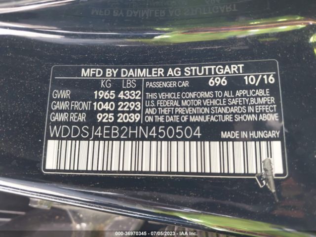 WDDSJ4EB2HN450504 Mercedes-Benz Cla Cla 250