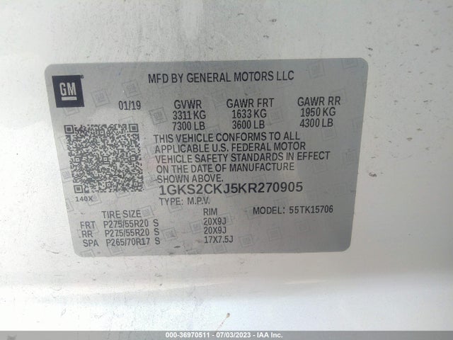 GMC YUKON DENALI 2019 1GKS2CKJ5KR270905 Image 9
