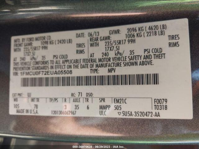 1FMCU0F72EUA05508 Ford ESCAPE S