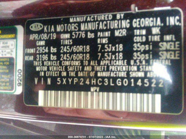 5XYP24HC3LG014522 KIA Telluride Lx