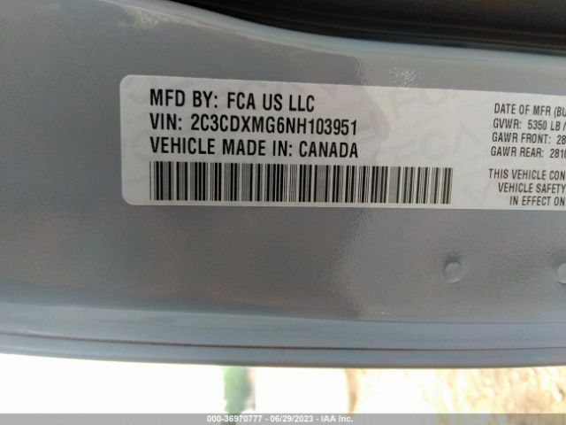 2C3CDXMG6NH103951 Dodge CHARGER GT