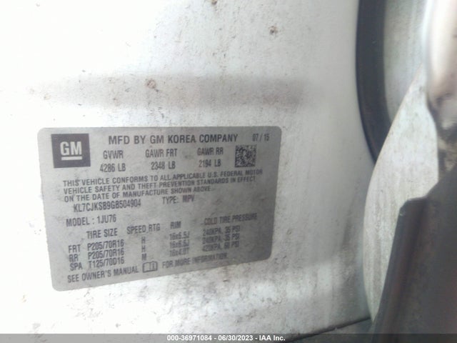 Chevrolet TRAX LS 2016 KL7CJKSB9GB504904 Image 9