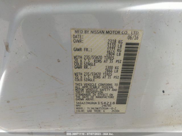 5N1AZ2MG8GN154218 Nissan Murano Platinum