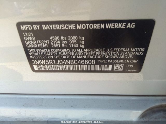 3MW5R1J04N8C46608 BMW 3 Series 330i