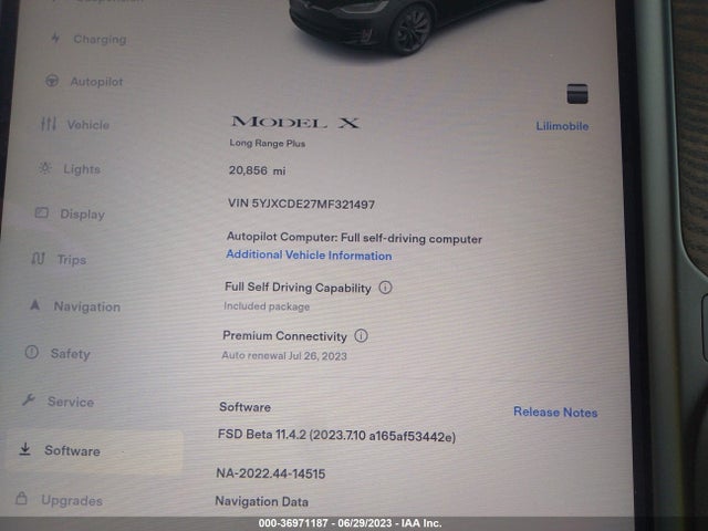 2021 Tesla Model X, VIN: 5YJXCDE27MF321497