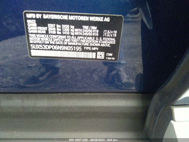 5UX53DP06N9N05195 BMW X3 Xdrive30i