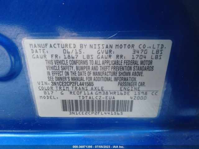 3N1CE2CP2FL441565 Nissan Versa Note S Plus