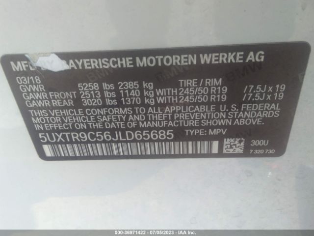 5UXTR9C56JLD65685 BMW X3 Xdrive30i