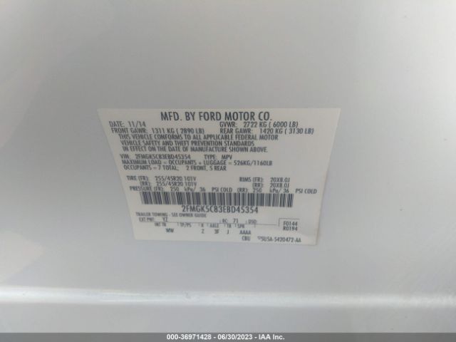 2FMGK5C83EBD45354 Ford FLEX SEL