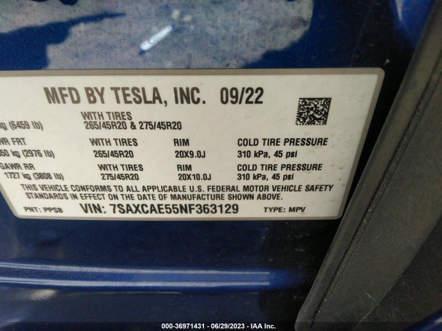Tesla MODEL X 2022 7SAXCAE55NF363129 Image 8