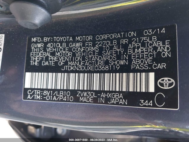 Toyota Prius Four/five/three/one/two 2014 JTDKN3DUXE0368119 Image 15