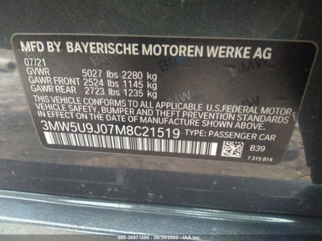 3MW5U9J07M8C21519 BMW 3 Series M340i Xdrive