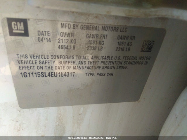 Chevrolet IMPALA 1LT 2014 1G1115SL4EU164317 Image 9