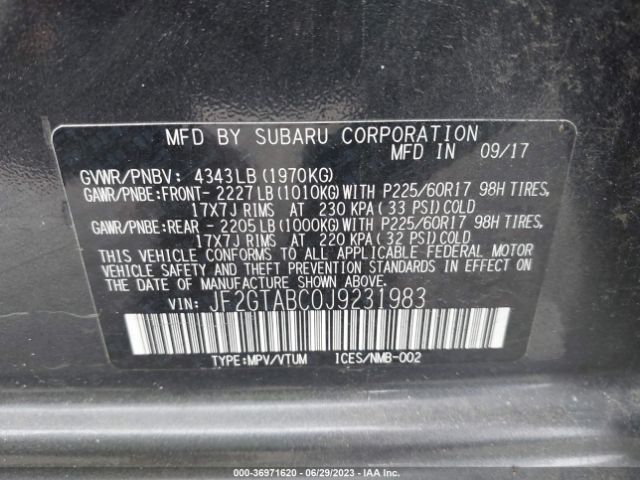 JF2GTABC0J9231983 Subaru Crosstrek Premium