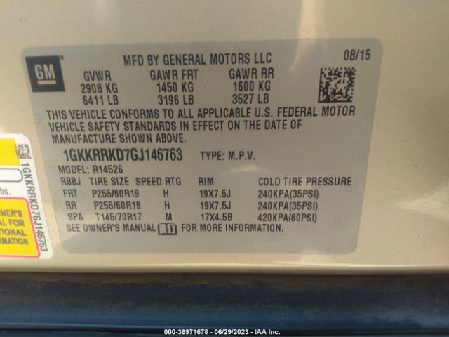 1GKKRRKD7GJ146763 GMC ACADIA SLT