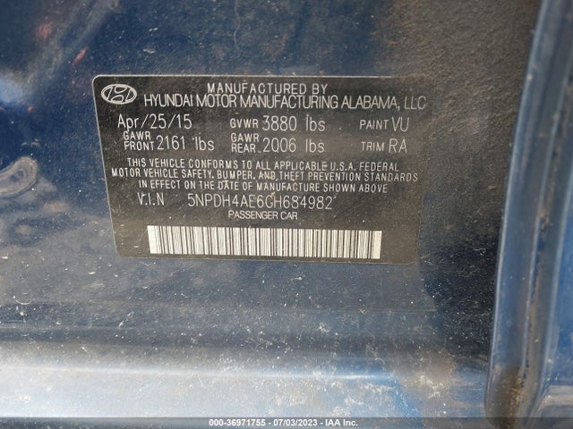 Hyundai ELANTRA SE 2016 5NPDH4AE6GH684982 Image 9
