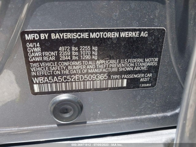 BMW 5 Series 528i 2014 WBA5A5C52ED509365 Image 9