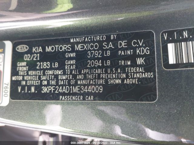 3KPF24AD1ME344009 KIA FORTE FE