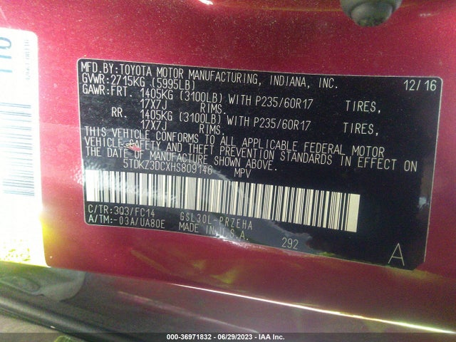 Toyota Sienna Le 8 Passenger 2017 5TDKZ3DCXHS809146 Image 9
