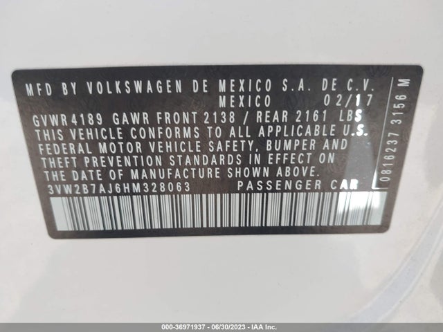 3VW2B7AJ6HM328063 Volkswagen Jetta 1.4t S