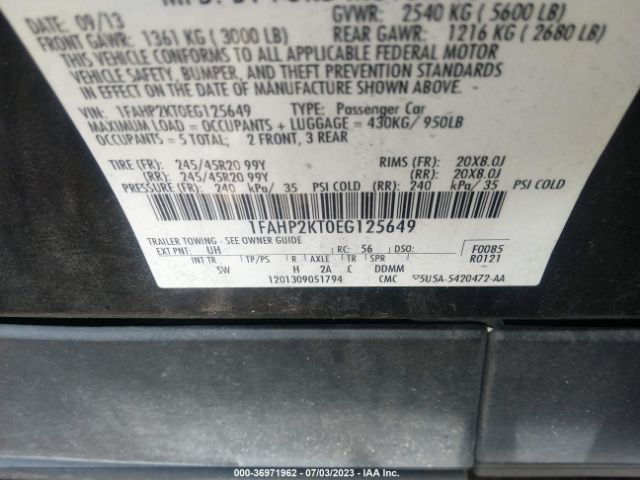 1FAHP2KT0EG125649 Ford TAURUS SHO
