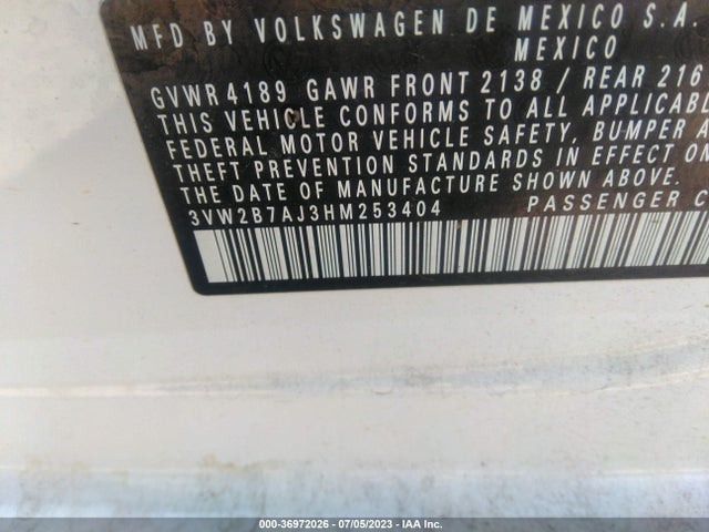 3VW2B7AJ3HM253404 Volkswagen Jetta 1.4t S
