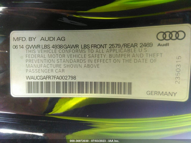WAUCGAFR7FA002798 Audi S5 Premium Plus