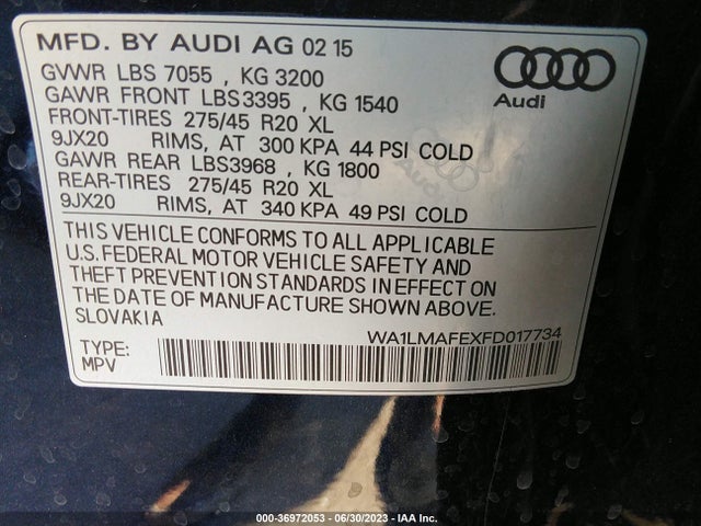 WA1LMAFEXFD017734 Audi Q7 3.0l Tdi Premium Plus