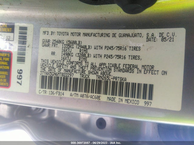 Toyota Tacoma Sr 2021 3TYAX5GN6MT022297 Image 9