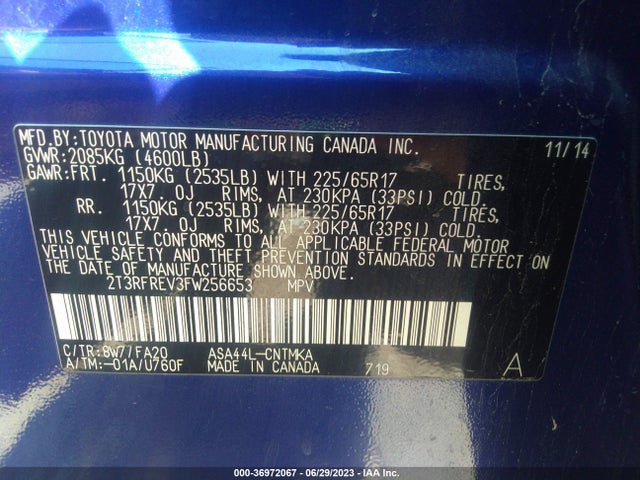 Toyota Rav4 Xle 2015 2T3RFREV3FW256653 Image 9